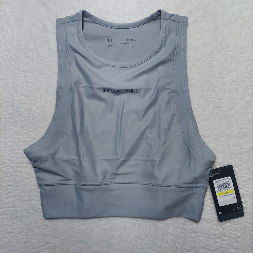 Under Armour Softball Tank Top Womens Medium Grey New Iso-Chill HeatGear Fitted